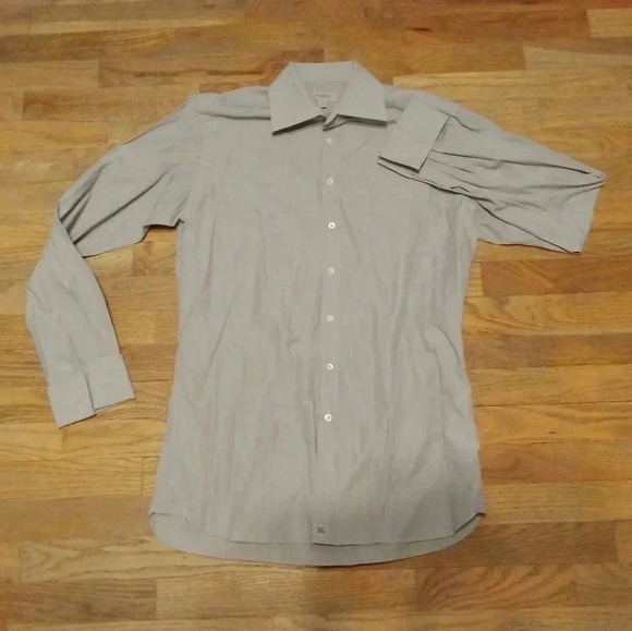 Burberry London Mens Gray Long Sleeve Button Shirt 15 1/2 - 39 - Picture 12 of 12